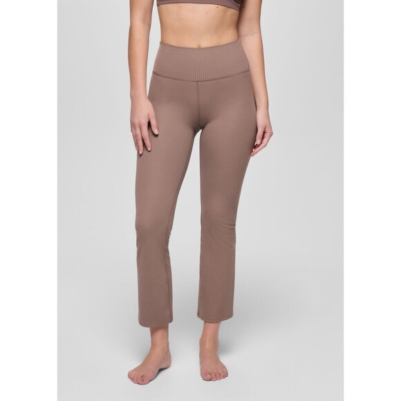 Prana Luxara Rib Flare‎ Cropped Leggings Carob Size Medium Ribbed Casual Light - Picture 2 of 7